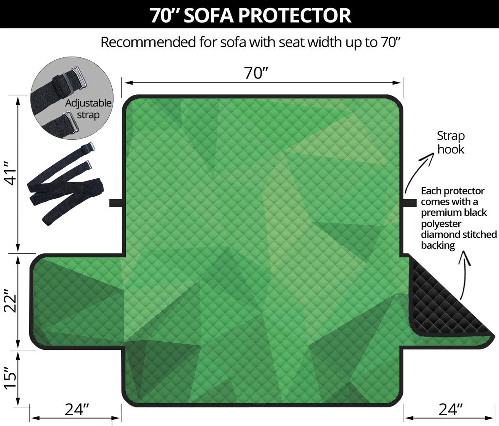 Green Polygonal Geometric Print Sofa Protector