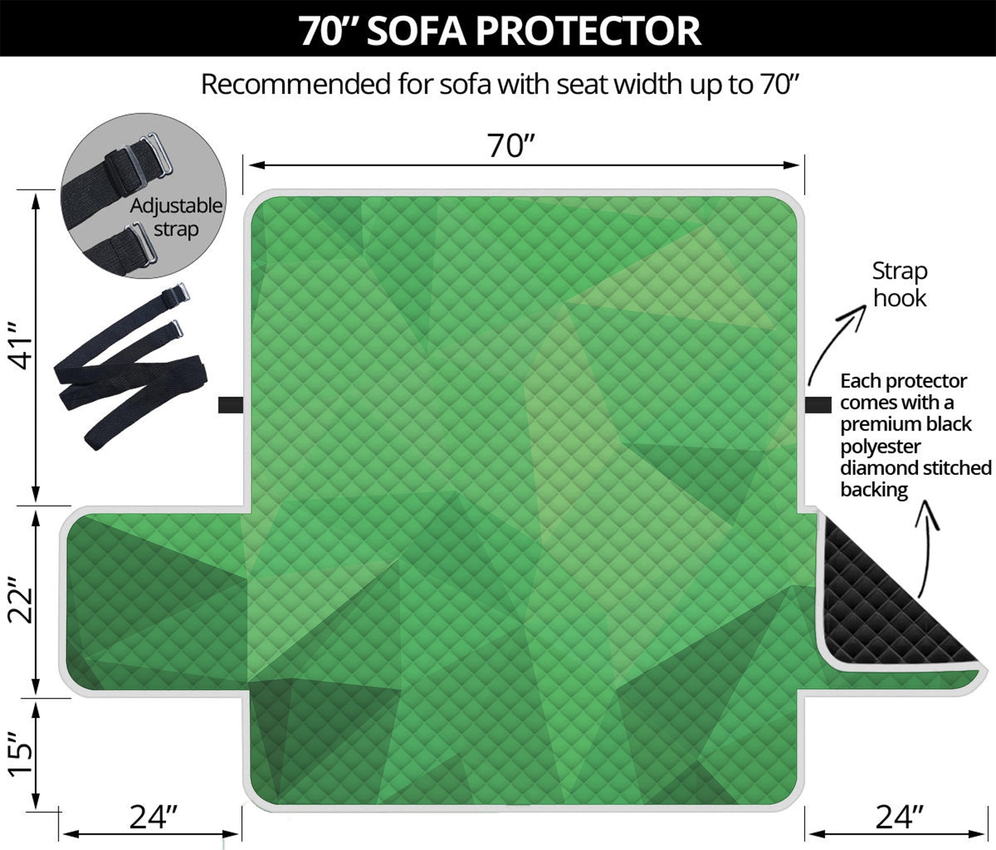 Green Polygonal Geometric Print Sofa Protector