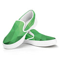Green Polygonal Geometric Print White Slip On Sneakers