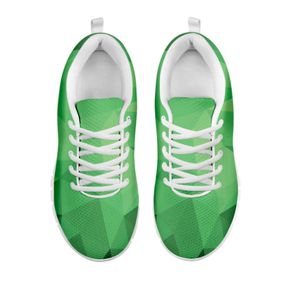 Green Polygonal Geometric Print White Sneakers