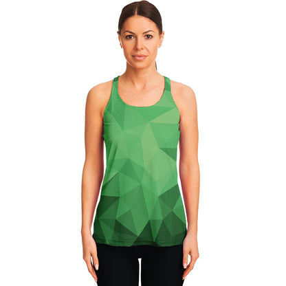 Green Polygonal Geometric Print Women's Racerback Tank Top