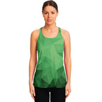 Green Polygonal Geometric Print Women's Racerback Tank Top