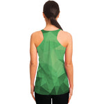 Green Polygonal Geometric Print Women's Racerback Tank Top