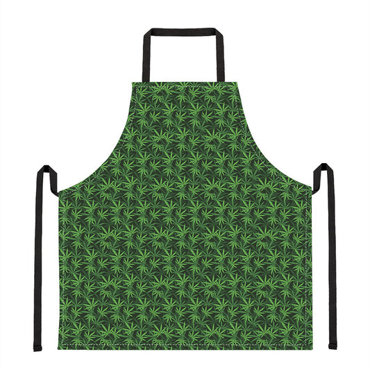 Green Pot Leaf Pattern Print Apron