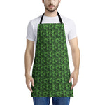 Green Pot Leaf Pattern Print Apron