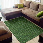 Green Pot Leaf Pattern Print Area Rug