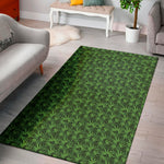 Green Pot Leaf Pattern Print Area Rug