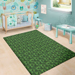 Green Pot Leaf Pattern Print Area Rug