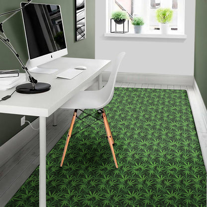 Green Pot Leaf Pattern Print Area Rug
