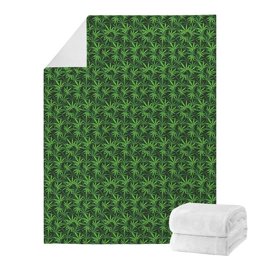Green Pot Leaf Pattern Print Blanket