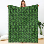 Green Pot Leaf Pattern Print Blanket