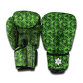 Green Pot Leaf Pattern Print Boxing Gloves