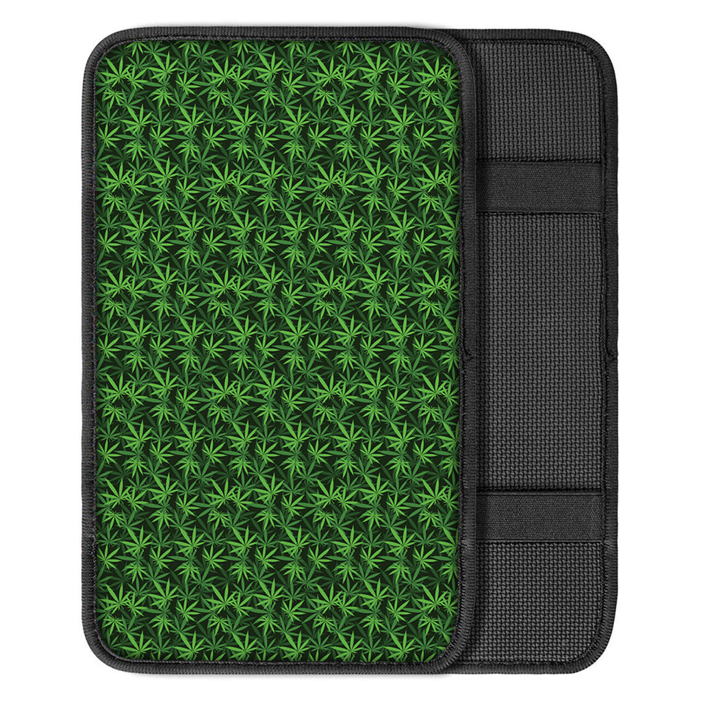Green Pot Leaf Pattern Print Car Center Console Cover
