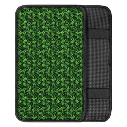Green Pot Leaf Pattern Print Car Center Console Cover