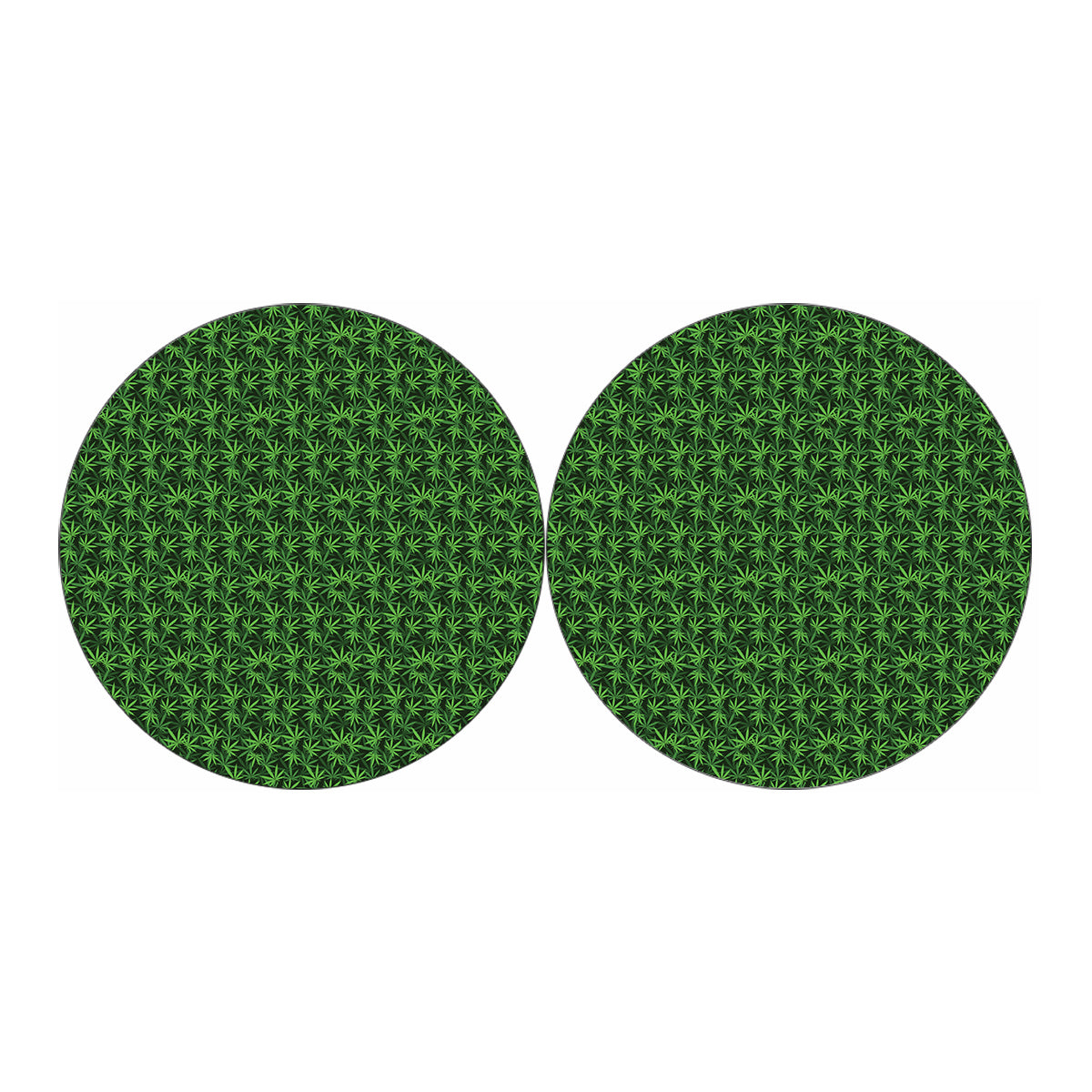 Green Pot Leaf Pattern Print Car Coasters