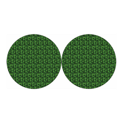 Green Pot Leaf Pattern Print Car Coasters