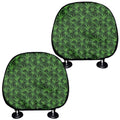Green Pot Leaf Pattern Print Car Headrest Covers