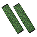 Green Pot Leaf Pattern Print Car Seat Belt Covers