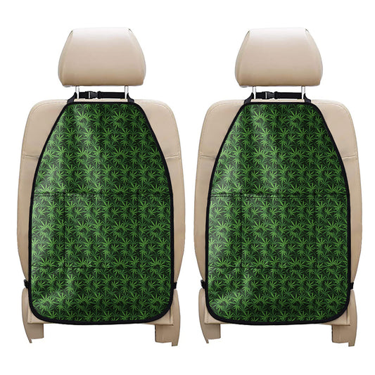 Green Pot Leaf Pattern Print Car Seat Organizers