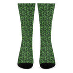 Green Pot Leaf Pattern Print Crew Socks