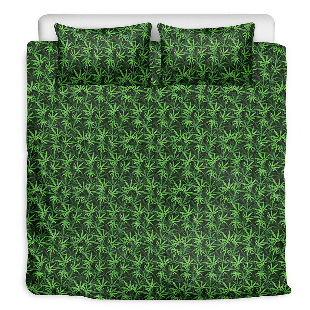 Green Pot Leaf Pattern Print Duvet Cover Bedding Set