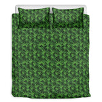 Green Pot Leaf Pattern Print Duvet Cover Bedding Set