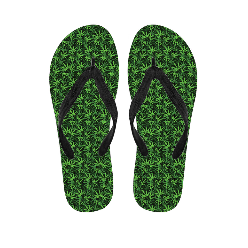 Green Pot Leaf Pattern Print Flip Flops