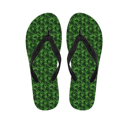 Green Pot Leaf Pattern Print Flip Flops