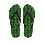 Green Pot Leaf Pattern Print Flip Flops