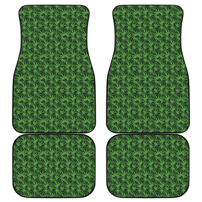 Green Pot Leaf Pattern Print Front and Back Car Floor Mats