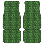 Green Pot Leaf Pattern Print Front and Back Car Floor Mats