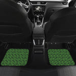 Green Pot Leaf Pattern Print Front and Back Car Floor Mats