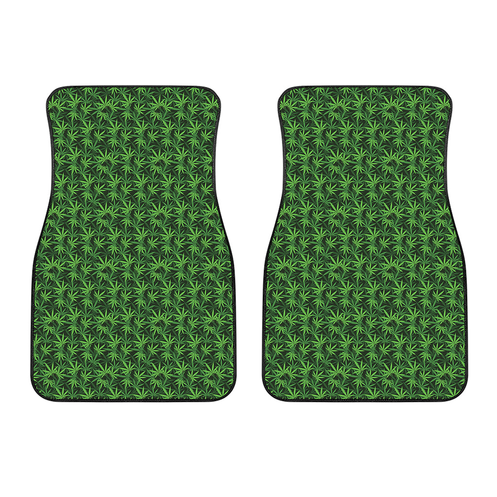 Green Pot Leaf Pattern Print Front Car Floor Mats