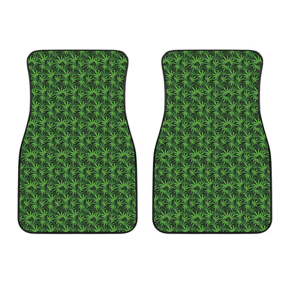 Green Pot Leaf Pattern Print Front Car Floor Mats