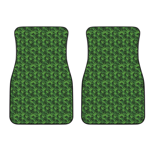 Green Pot Leaf Pattern Print Front Car Floor Mats