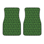 Green Pot Leaf Pattern Print Front Car Floor Mats