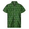 Green Pot Leaf Pattern Print Men's Short Sleeve Shirt