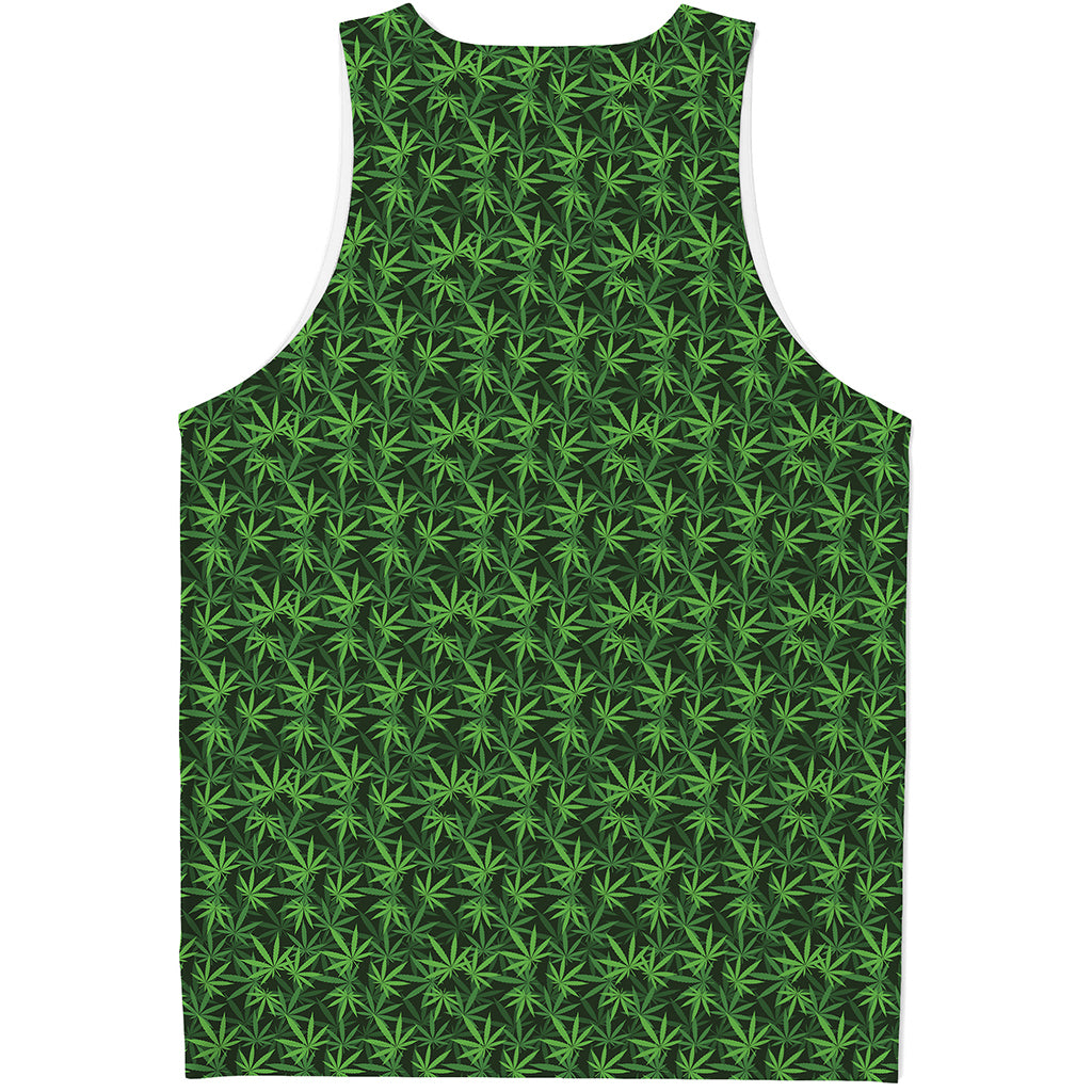 Green Pot Leaf Pattern Print Men's Tank Top