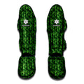 Green Pot Leaf Pattern Print Muay Thai Shin Guards