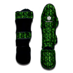 Green Pot Leaf Pattern Print Muay Thai Shin Guard