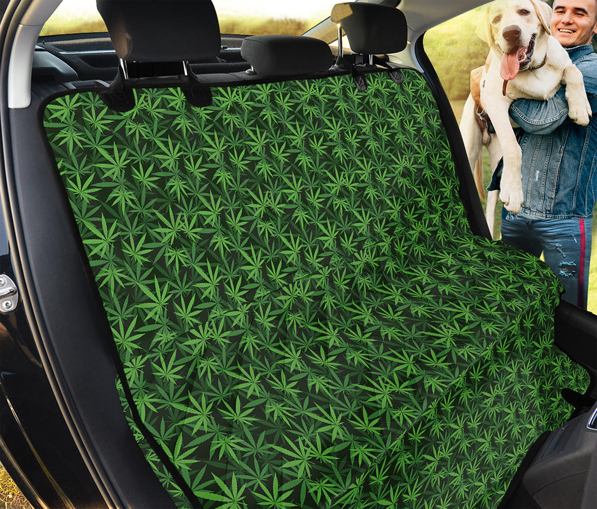 Green Pot Leaf Pattern Print Pet Car Back Seat Cover