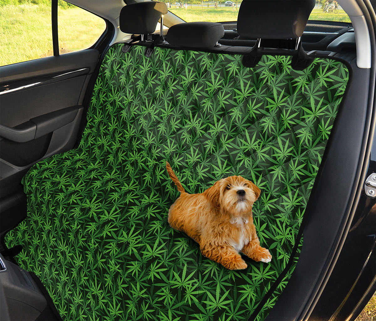Green Pot Leaf Pattern Print Pet Car Back Seat Cover