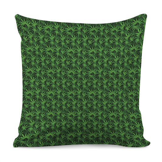 Green Pot Leaf Pattern Print Pillow Cover