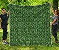 Green Pot Leaf Pattern Print Quilt