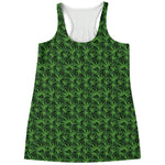 Green Pot Leaf Pattern Print Women's Racerback Tank Top