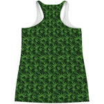 Green Pot Leaf Pattern Print Women's Racerback Tank Top