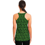 Green Pot Leaf Pattern Print Women's Racerback Tank Top