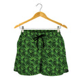 Green Pot Leaf Pattern Print Women's Shorts