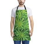 Green Pot Leaf Print Apron