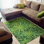 Green Pot Leaf Print Area Rug